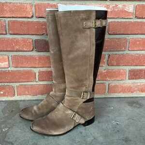 UGG Australia Cyndee Suede Leather Zip Side Knee High Riding Boots 8